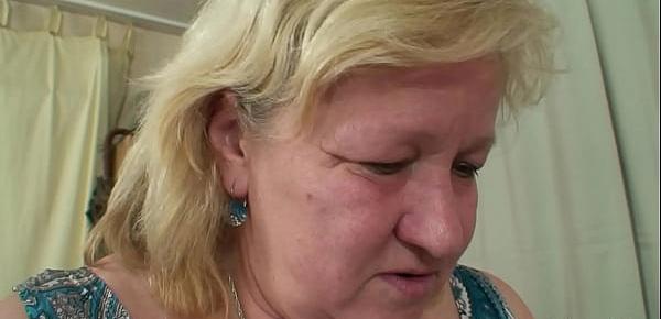 Big belly mother inlaw sucks and rides his young cock